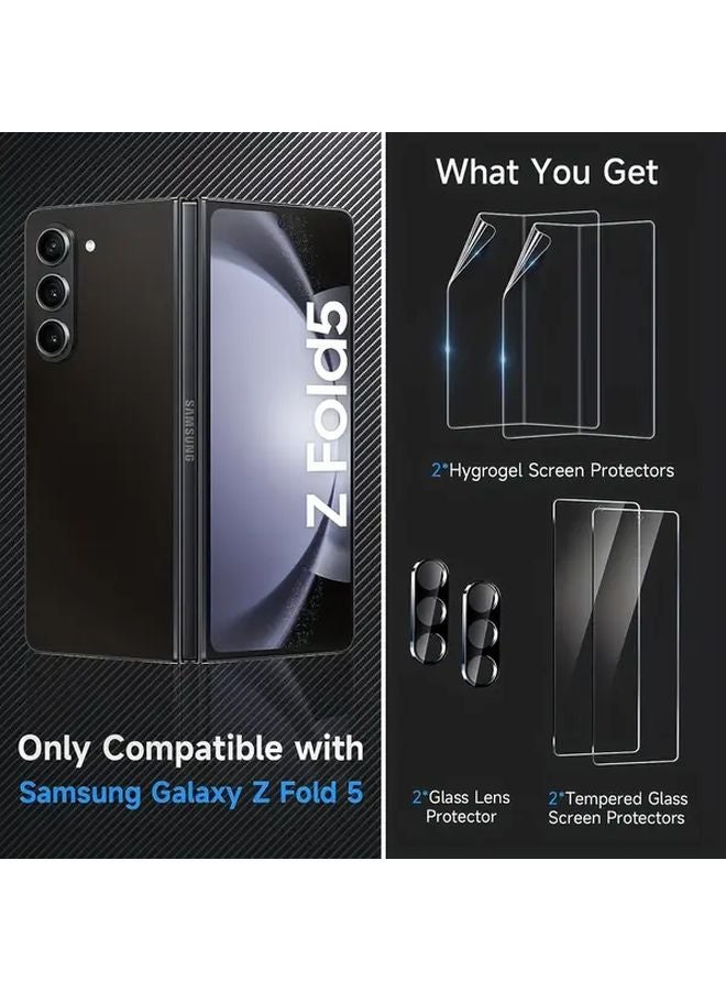 Samsung Galaxy Z Fold 5 Screen Protector 6 in 1 Kit 2 TPU Films 4 Tempered Glass Easy Installation Drop Protection - Image 2